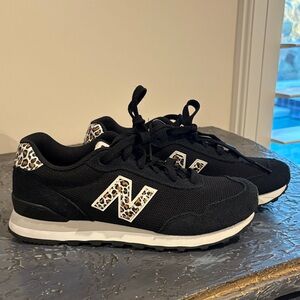 New Balance Black and Leopard Accent Sneakers